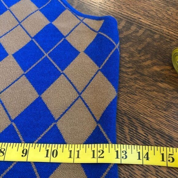 NWT Urban Outfitters Charlie Blue and Gold Argyle Racerback Mini Dress - Picture 11 of 14